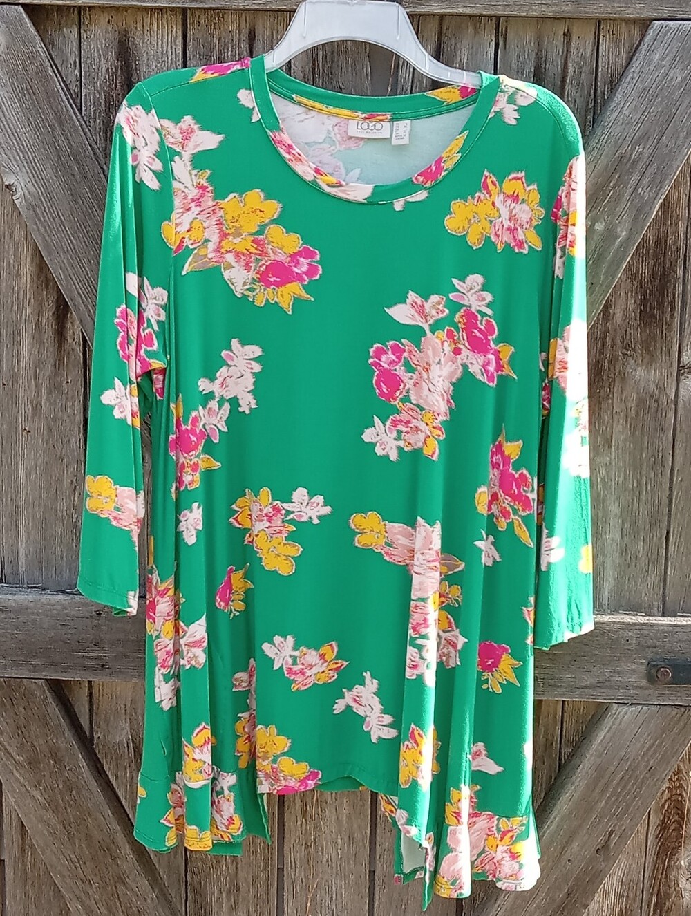 Logo by Lori Goldstein Floral Print 3/4 Sleeve Top, L